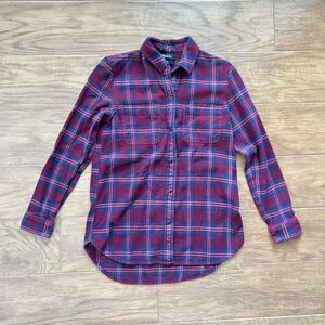 Madewell Flannel Shirt Women's XS Classic Ex-Boyfriend Jensen Plaid Cabernet